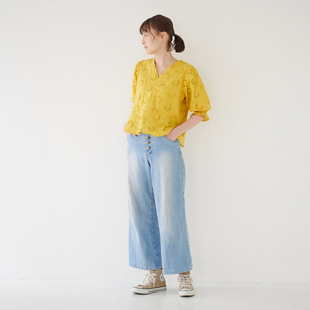 もりのがっこう スカラップレースブラウス イエロー