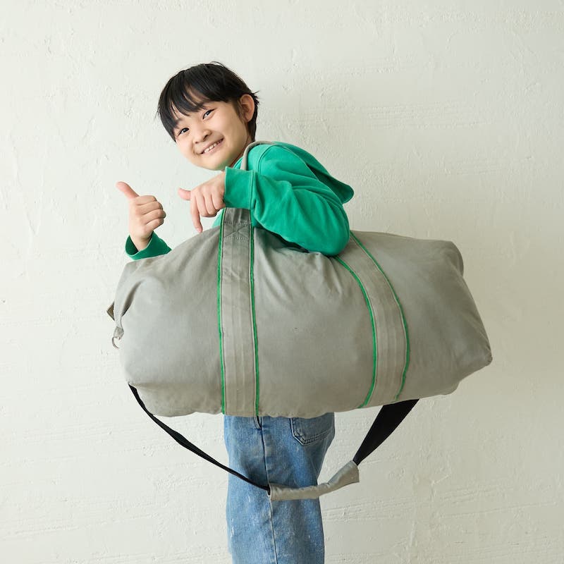 もりのがっこう修学旅行カーキ小学生軽い林間合宿雨に強いもりのがっこうボストンバッグ旅行バッグ中学生